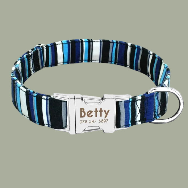 Dog Collar Personalized Nylon Pet Dog Tag Collar Custom Puppy Cat Nameplate ID Collars Adjustable For Medium Large Dogs Engraved