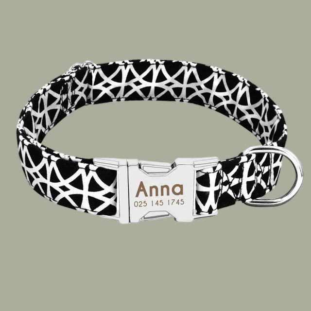 Dog Collar Personalized Nylon Pet Dog Tag Collar Custom Puppy Cat Nameplate ID Collars Adjustable For Medium Large Dogs Engraved
