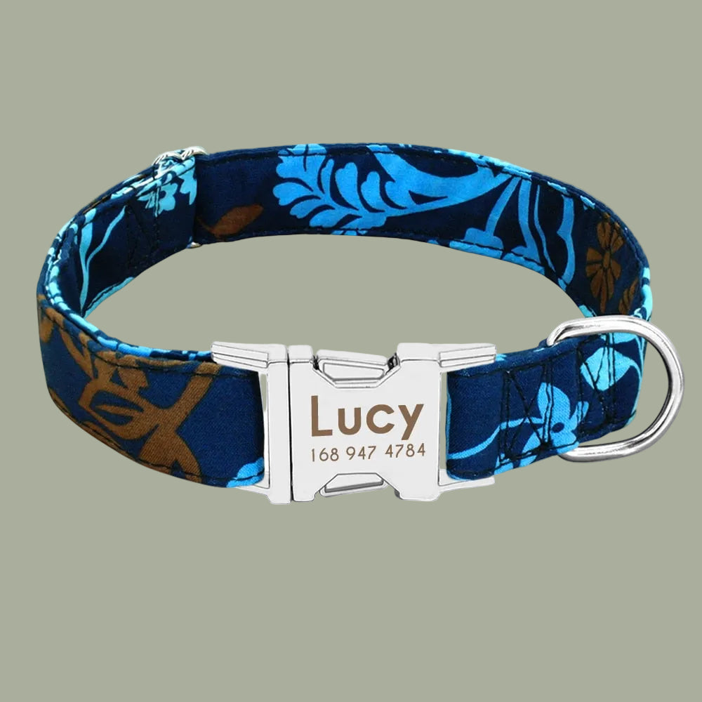 Dog Collar Personalized Nylon Pet Dog Tag Collar Custom Puppy Cat Nameplate ID Collars Adjustable For Medium Large Dogs Engraved