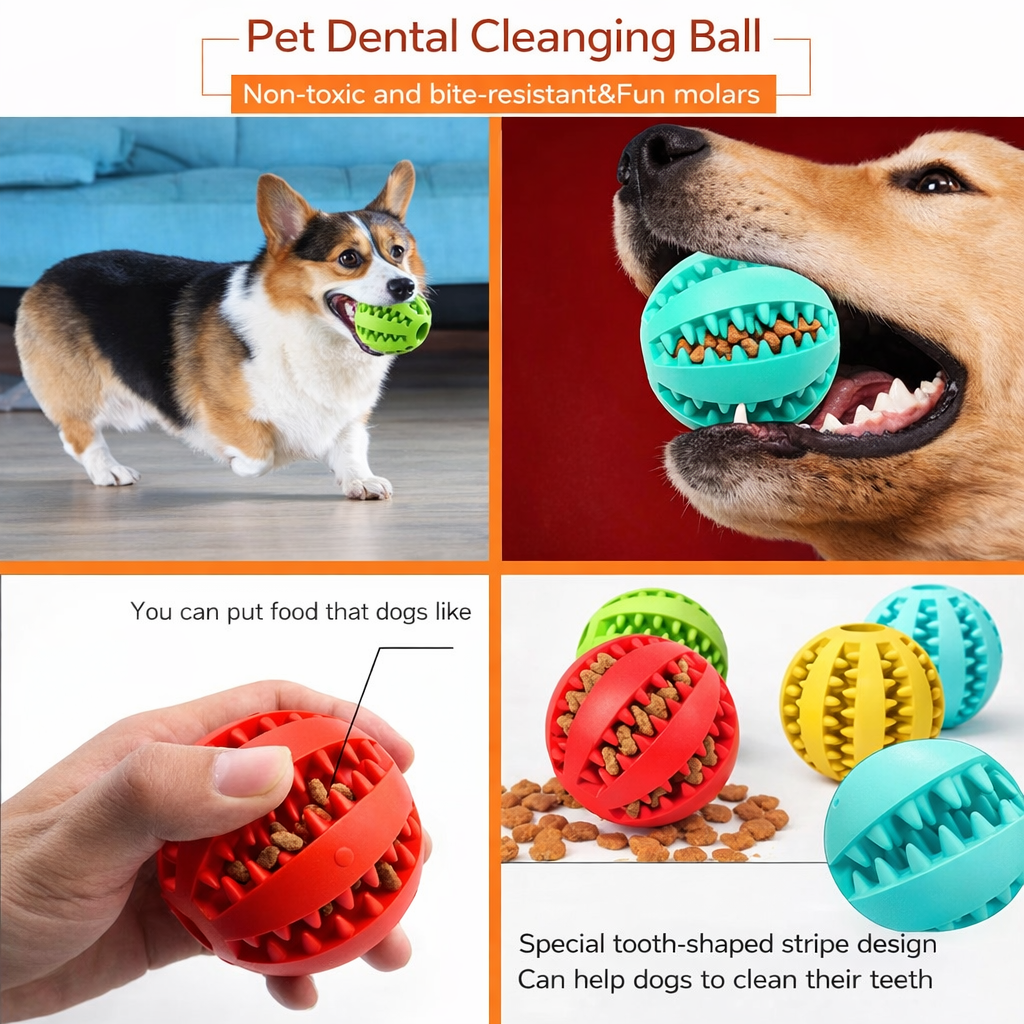 Dog Toy Ball Interactive Rubber Balls Puppy Chewing Toys Pet Tooth Cleaning Ball Cats Pets Food Treat Feeder Silicone Balls Toy