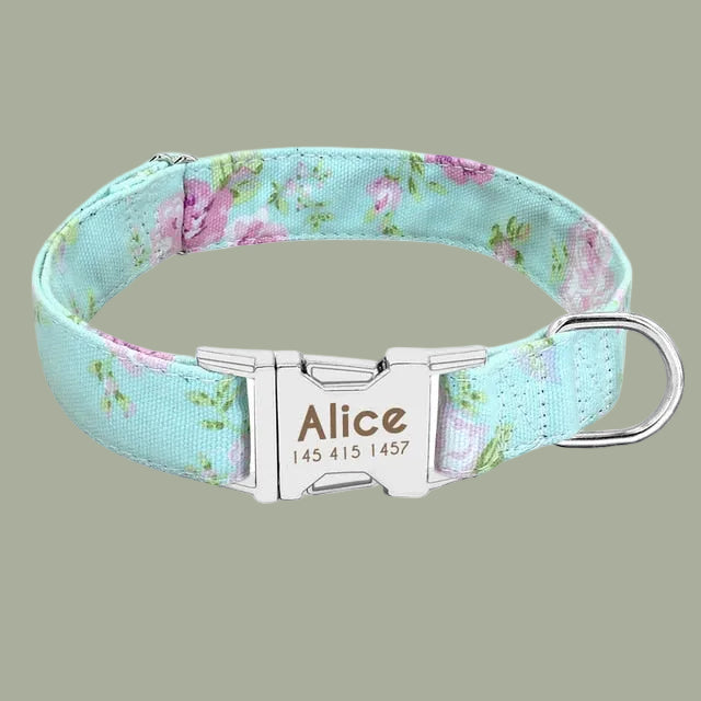 Dog Collar Personalized Nylon Pet Dog Tag Collar Custom Puppy Cat Nameplate ID Collars Adjustable For Medium Large Dogs Engraved