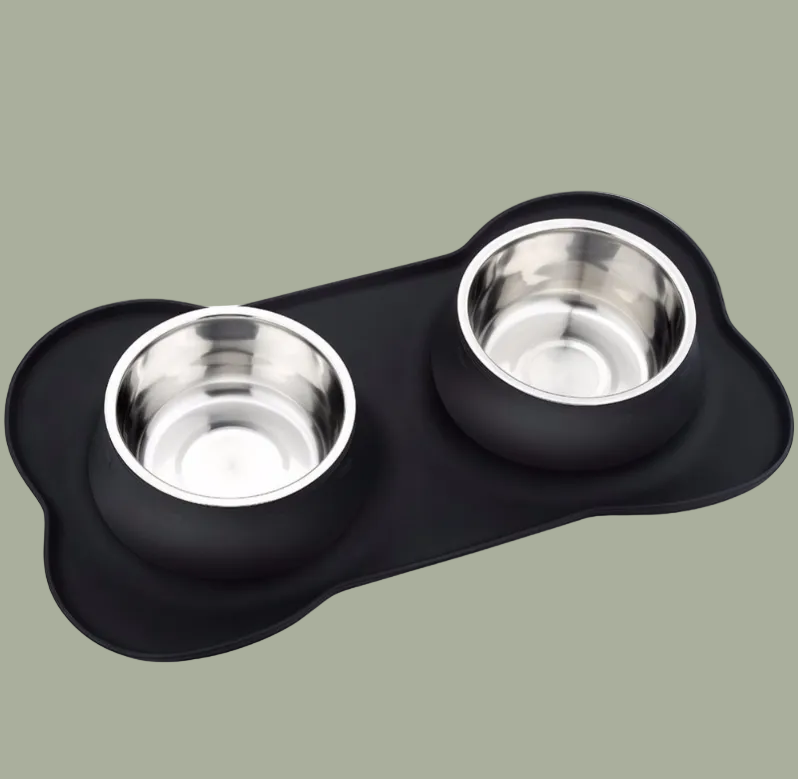 Gomaomi Stainless Steel Dog Bowl No Spill Non-Skid Silicone Mat Feeder Bowls Pet Bowl for Dogs Cats and Pets