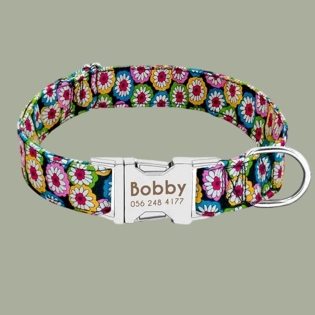 Dog Collar Personalized Nylon Pet Dog Tag Collar Custom Puppy Cat Nameplate ID Collars Adjustable For Medium Large Dogs Engraved