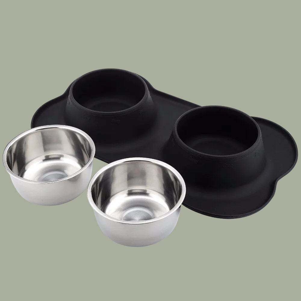 Gomaomi Stainless Steel Dog Bowl No Spill Non-Skid Silicone Mat Feeder Bowls Pet Bowl for Dogs Cats and Pets