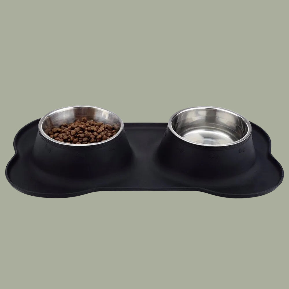 Gomaomi Stainless Steel Dog Bowl No Spill Non-Skid Silicone Mat Feeder Bowls Pet Bowl for Dogs Cats and Pets