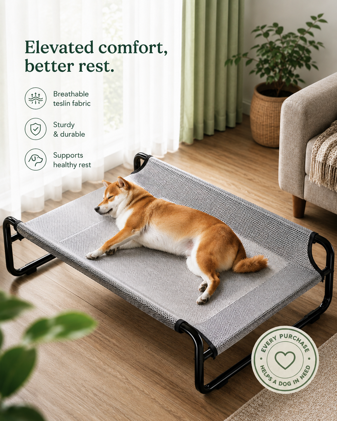 Dog kennel for all seasons, dog camp bed, removable and washable den mat, summer golden cool den fur, large dog pet dog mat
